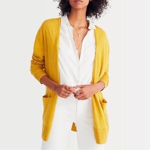 Madewell Summer Ryder Cardigan Sweater Golden Apple Yellow XS Cotton Blend G5474